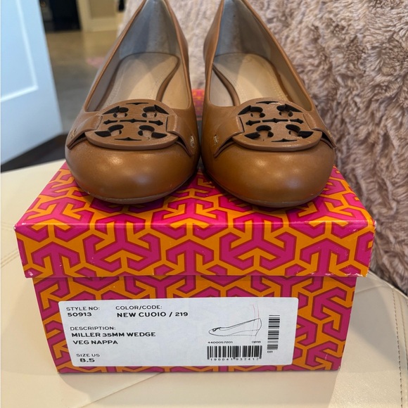 Tory Burch Shoes - Tory Burch Tan Miller Wedge Shoes